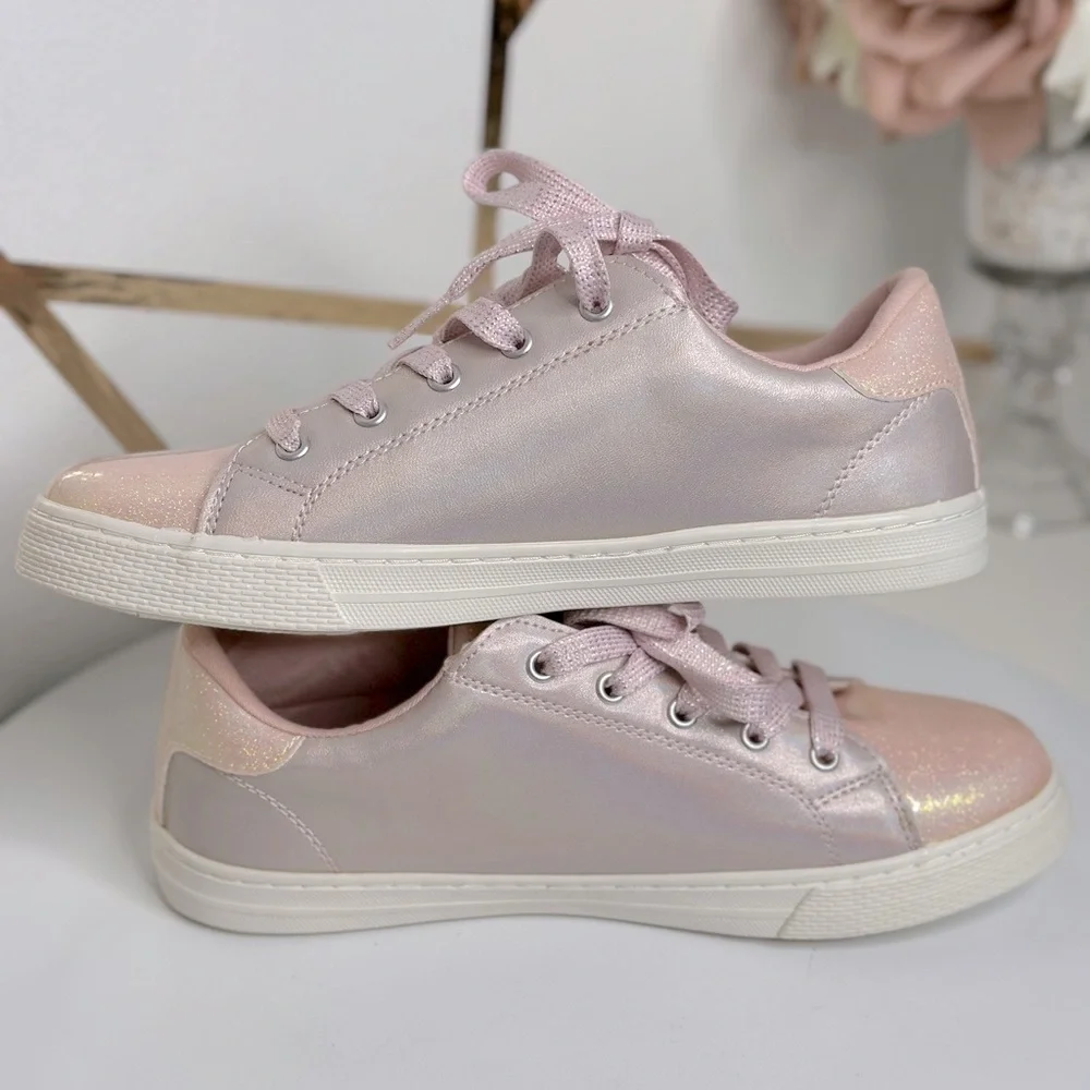 The Children's Place Girls Glitter Star Low Top Pink Sneakers (SH94)